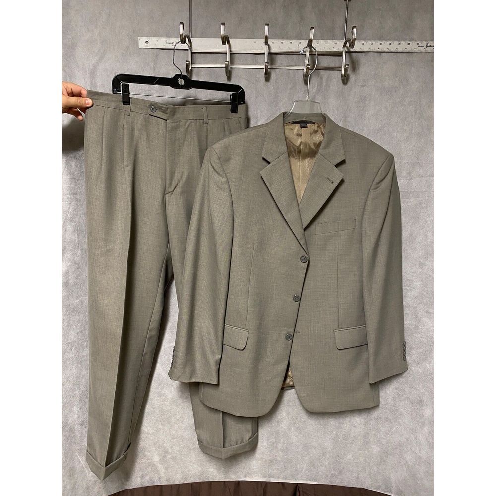 Angelo Rossi Suit‎ Men 42R Beige 3 B Career Office Business Travel Pants 32x29